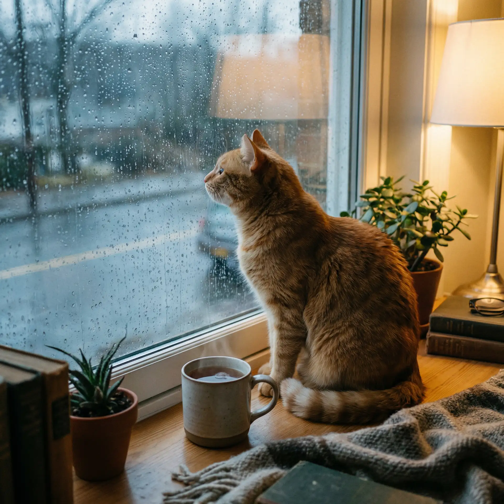 猫咪望着窗外的雨 - 5g天天奭视频